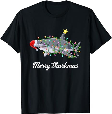 Shark Santa Claus Children Men Christmas Ugly Christmas T-Shirt