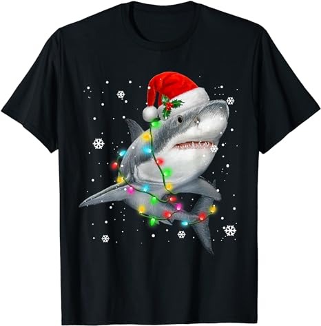 Sharks Tree Christmas Sweater Xmas Pet Animal Shark Lover T-Shirt 1