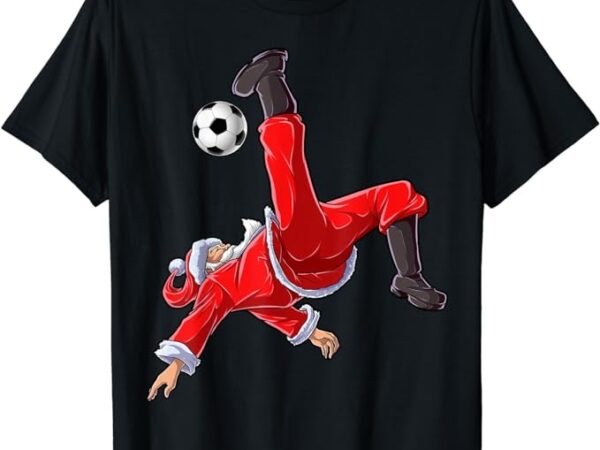 Soccer christmas santa bicycle kick xmas boys men ball sport t-shirt