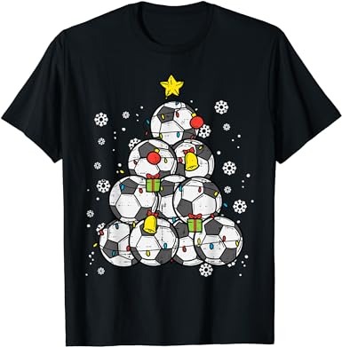 Soccer christmas tree xmas player boys girls men women kids t-shirt