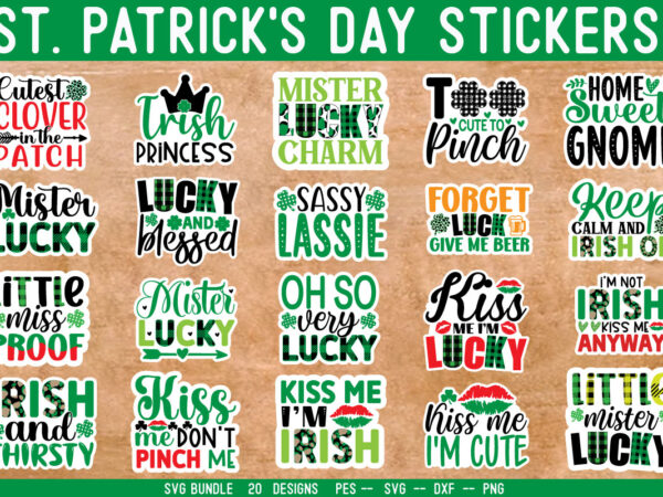 St. patrick’s day stickers svg bundle t shirt template vector