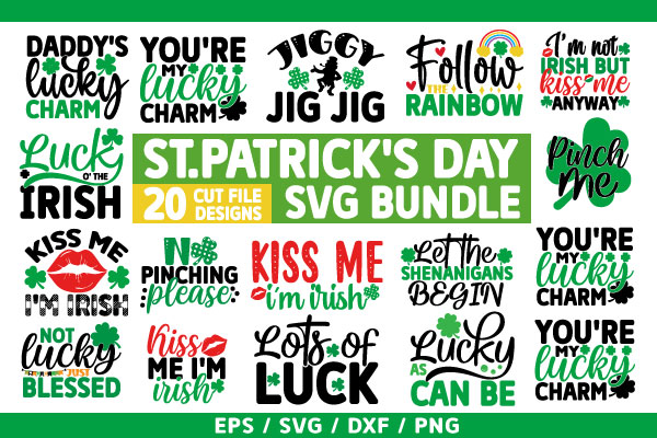 St. patrick’s day svg bundle t shirt template vector