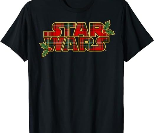 Star wars christmas plaid holly logo t-shirt