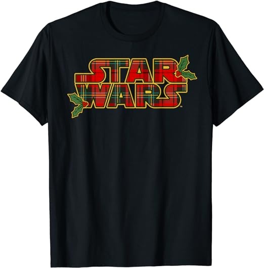 Star Wars Christmas Plaid Holly Logo T-Shirt