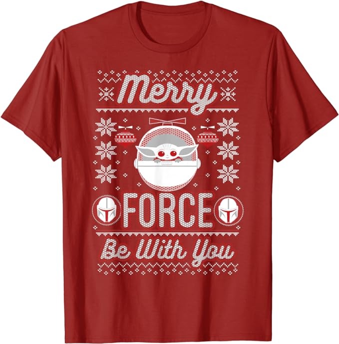 Star Wars The Mandalorian Christmas Merry Force Be With You T-Shirt