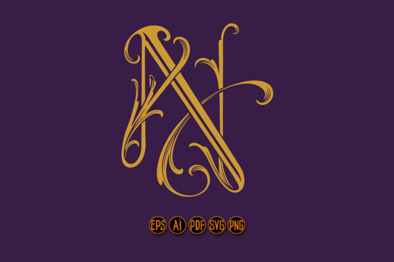 Stately classic lettering N monogram logo