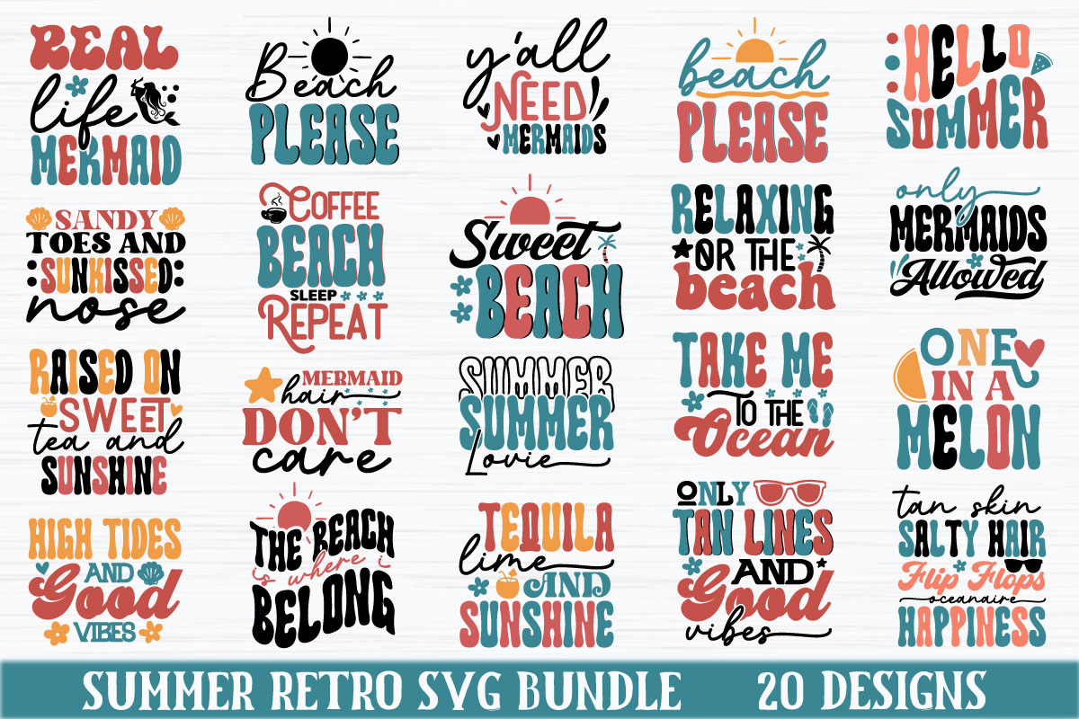Retro SVG Bundle  Summer and Beach Cut Files
