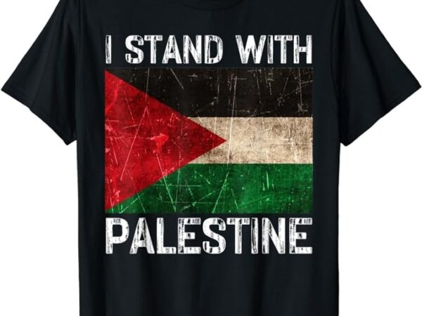 Support i stand with palestine free palestine flag arabic t-shirt