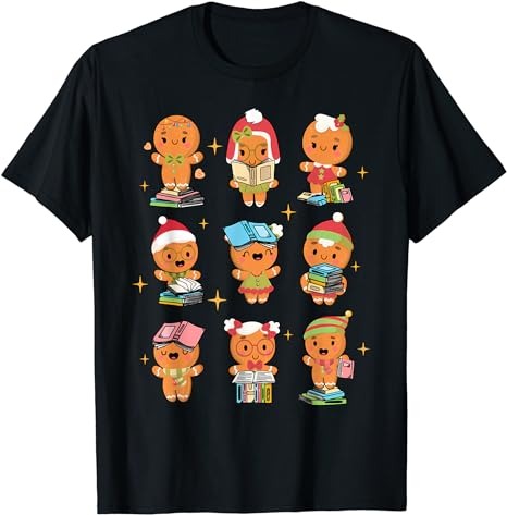 Teacher Christmas Reading Book Gingerbread Man Book Lovers T-Shirt