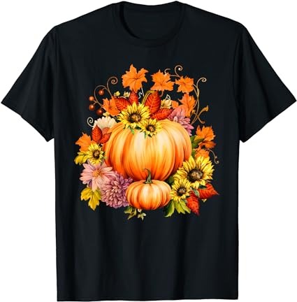 Thanksgiving pumpkin sunflower fall autumn holiday t-shirt