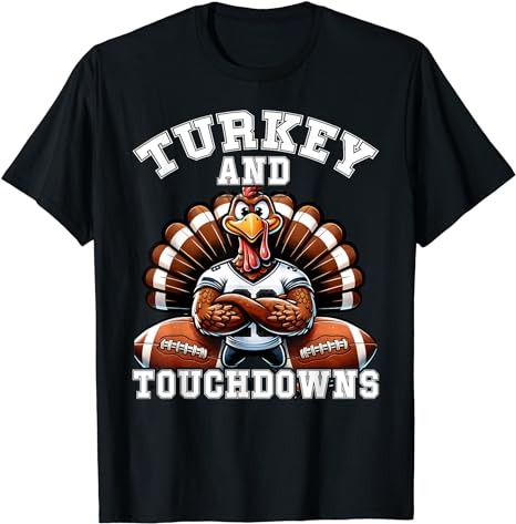 Thanksgiving Turkey And Touchdowns Football Men Kids Women T-Shirt PNG File