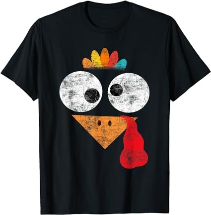 Thanksgiving turkey face matching family cute costume kids t-shirt