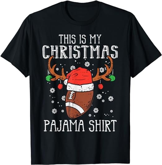 This Is My Christmas Pajama Shirt Football Xmas Sports T-Shirt