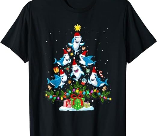 This is my christmas pajama shirt funny christmas shark tree t-shirt