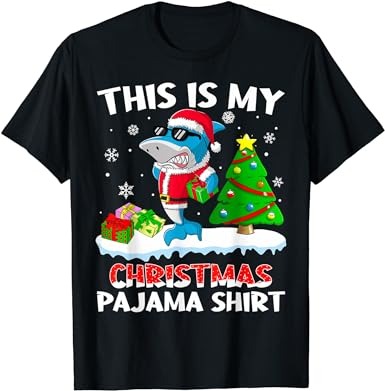 This is my christmas pajama shirt shark santa gift boys kids t-shirt