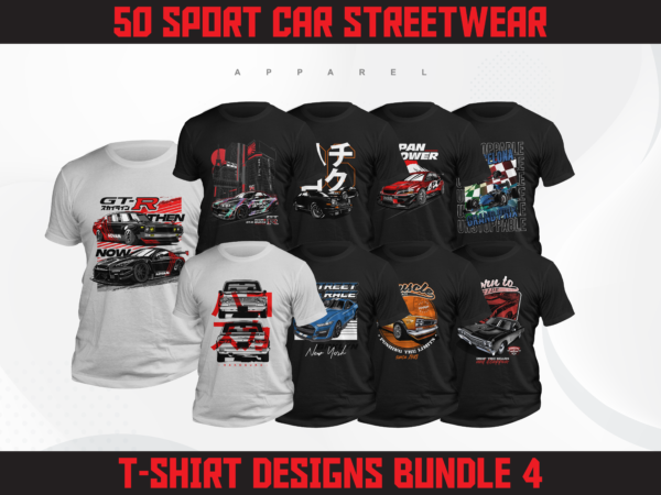 Sport car t-shirt designs bundle 4 | sport car poster designs | jdm designs | t-shirt pod designs | sport car streetwear designs | dtg | dtf