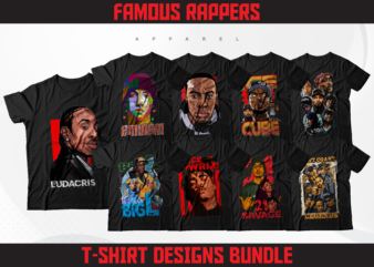 94 Famous Rappers T-Shirt Designs | Hip-Hop Artist T-Shirt Design | Streetwear Design | Sublimation Design | Screen Printing | Digital Files