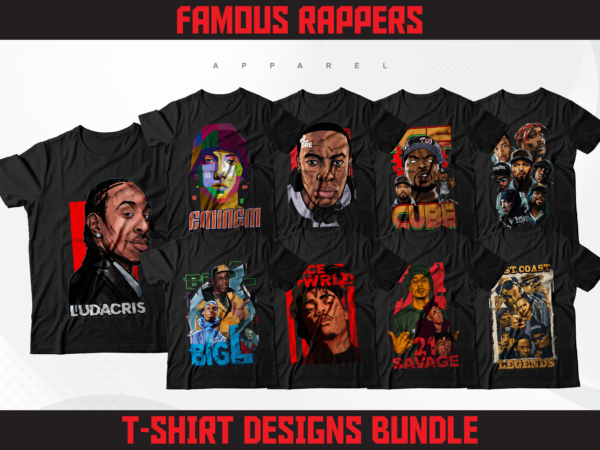 94 Famous Rappers T-Shirt Designs | Hip-Hop Artist T-Shirt Design ...