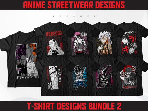 246 anime design bundle collection | t-shirt pod designs | streetwear t-shirt design bundle | dtg | dtf and sublimation print