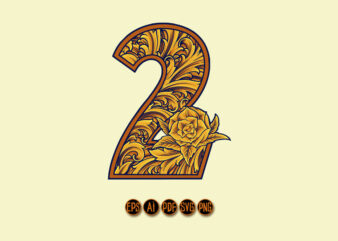 Timeless number two vintage flourish monogram emblem