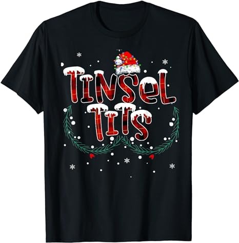 Tinsel Tits & Jingle Balls Funny Matching Christmas Couples T-Shirt