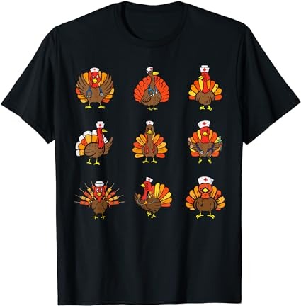 Turkey nurses thanksgiving crew funny fall scrub top autumn t-shirt