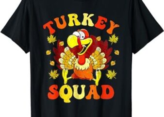 Turkey Squad Retro Groovy Thanksgiving Hippie Men Women T-Shirt