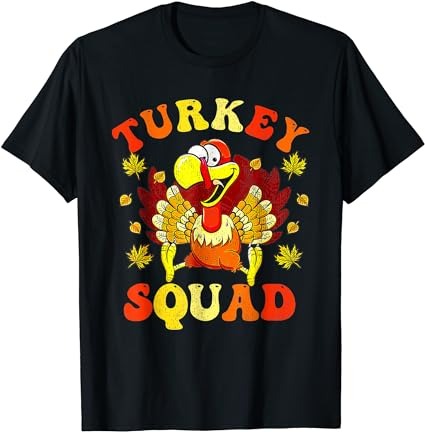 Turkey squad retro groovy thanksgiving hippie men women t-shirt