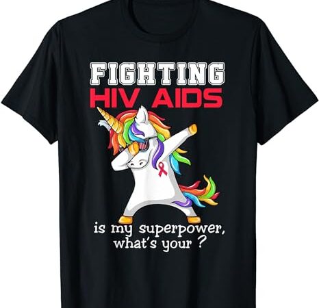 Unicorn fighting hiv aids awareness t-shirt