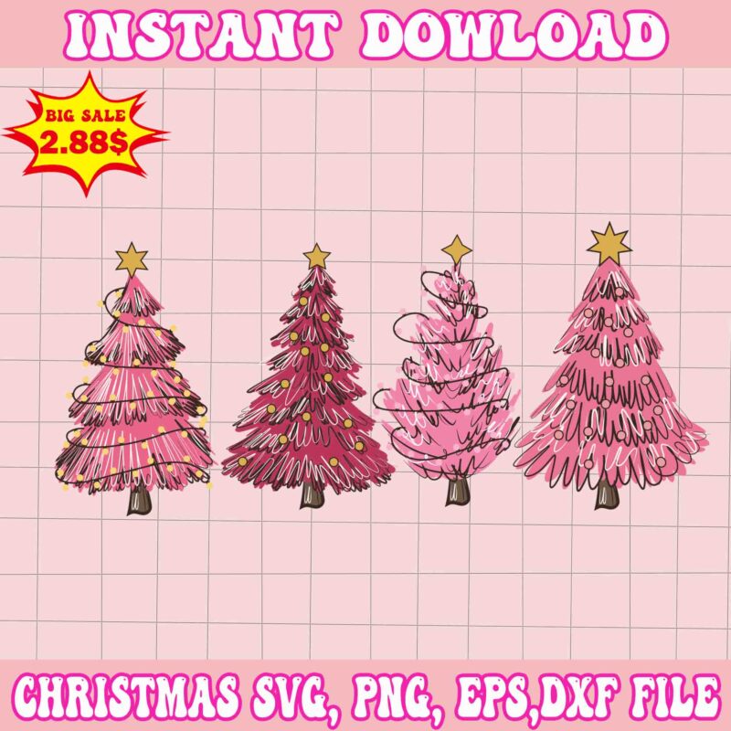 Merry Christmas Pink Tree Svg, Pink Christmas Svg, Pink Winter Svg, Pink Santa Svg, Pink Santa Claus Svg, Christmas Svg