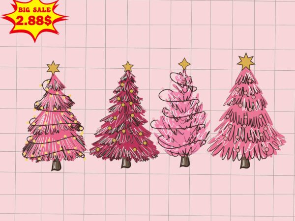 Pink christmas trees svg, pink christmas svg, pink winter svg, pink santa svg, pink santa claus svg, christmas svg t shirt illustration