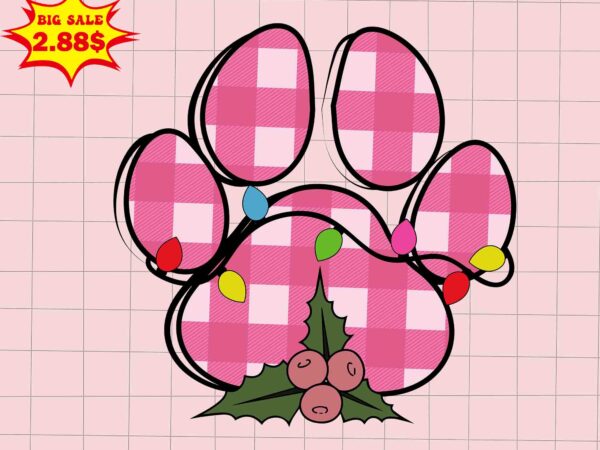 Caro paw christmas svg, pink christmas svg, pink winter svg, pink santa svg, pink santa claus svg, christmas svg t shirt vector file