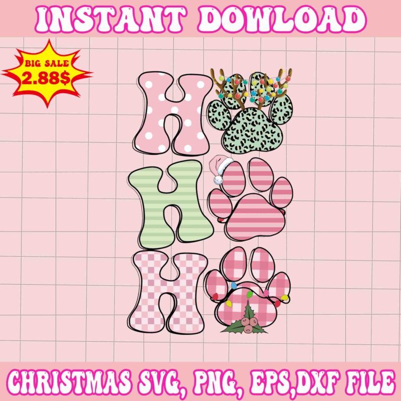 Ho Ho Ho Christmas Svg, Pink Christmas Svg, Pink Winter Svg, Pink Santa Svg, Pink Santa Claus Svg, Christmas Svg