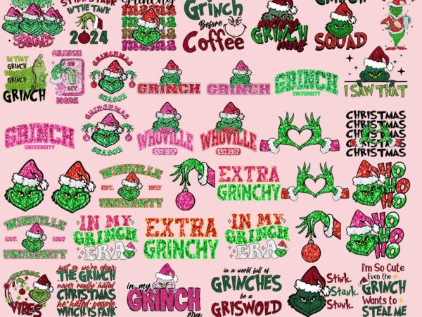 40 pink faux sequin grinchmas bundle png, grinch bundle png, pink christmas bundle png, merry, tumbler, grnichmas png, retro grinc png