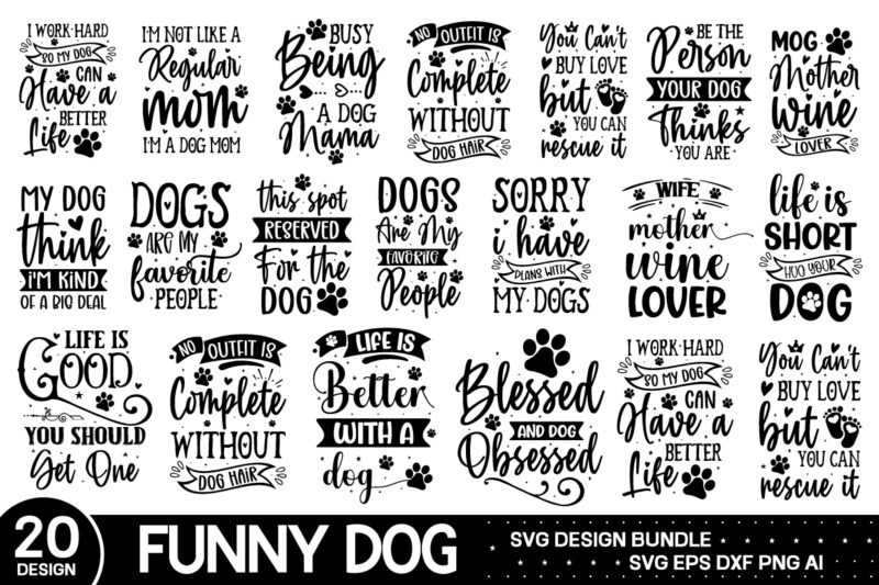 Funny Dog Svg Bundle , Funny Svg Bundle ,The Ultimate Playful Dog SVG & Png Bundle,Over 250 of Common Breeds,Dog SVG,Dog Glowforge Cricut la