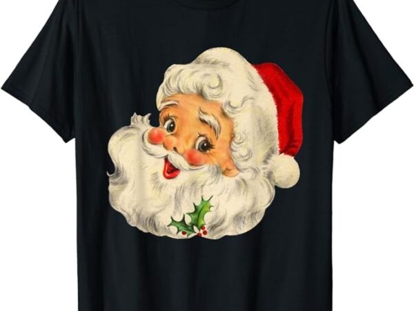 Vintage christmas santa claus face funny old fashioned t-shirt