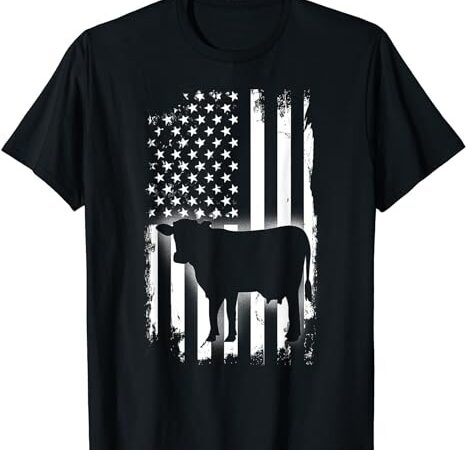 Vintage cow american flag farm animal patriotic farmer t-shirt