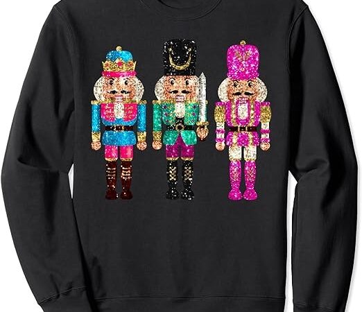 Vintage funny sequin cheerful sparkly nutcrackers christmas sweatshirt png file