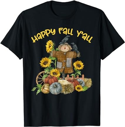 Vintage happy fall y’all scarecrow thanksgiving halloween t-shirt