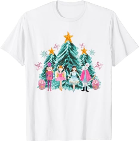 Vintage Pink Nutcracker Squad Ballet Women Pink Christmas T-Shirt