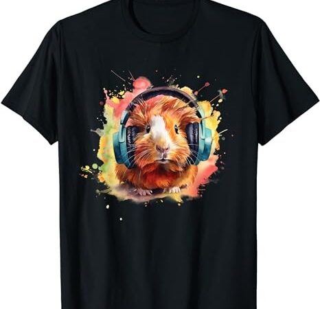 Watercolor headphones funny guinea pig t-shirt png file