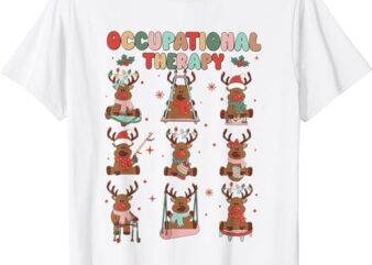 Women Retro Occupational Therapy Christmas Reindeers OT OTA T-Shirt