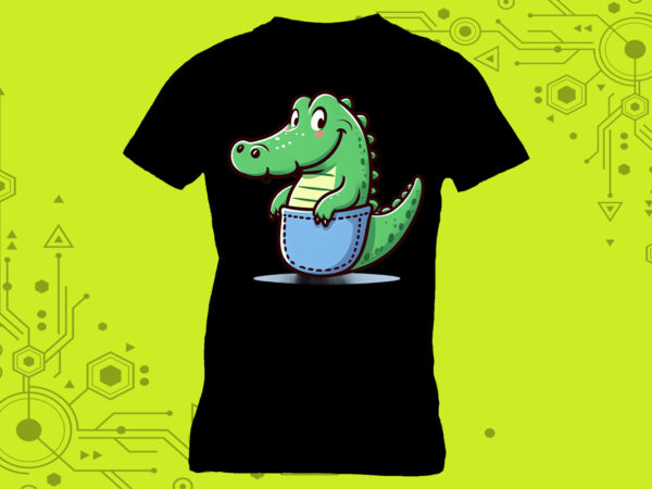 Discover our charming irresistible pocket-sized crocodiles, tailor-made for print on demand websites t shirt vector illustration