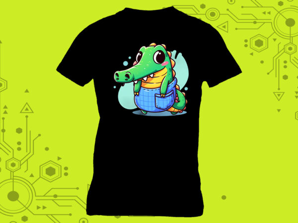 Discover the enchanting world of our enchanting crocodiles illustrations in clipart, meticulously crafted for print on demand websites t shirt vector illustration