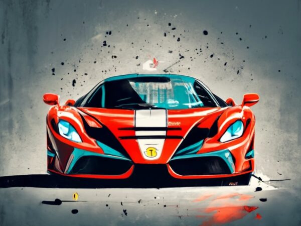 Black, white and red color only comic art f1 ferrari poster for t-shirt design png file