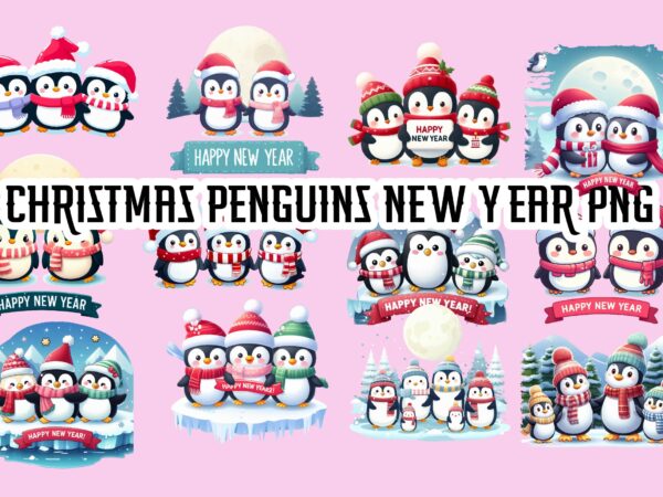 Christmas penguins new year png bundle t shirt vector file