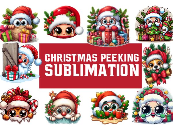 Christmas peeking sublimation bundle t shirt vector file