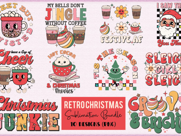 Retro christmas png sublimation bundle t shirt design online