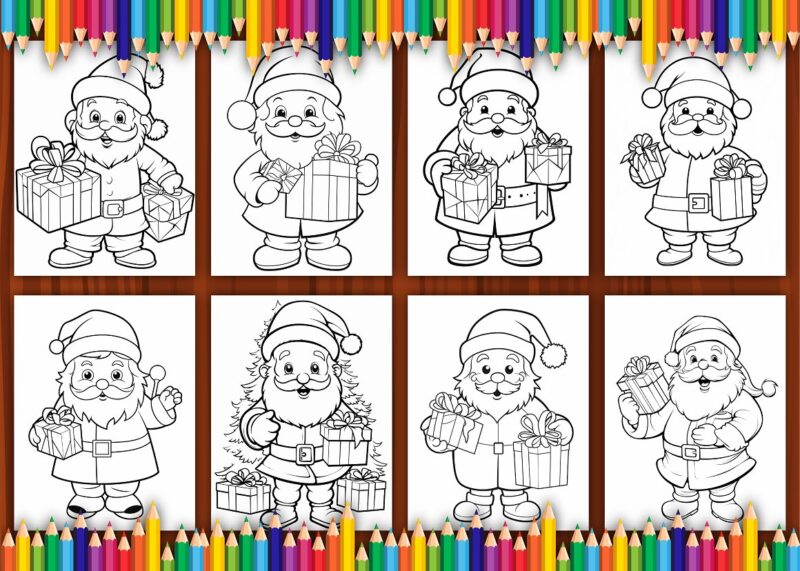 Christmas Santa Coloring Pages for Kids 2