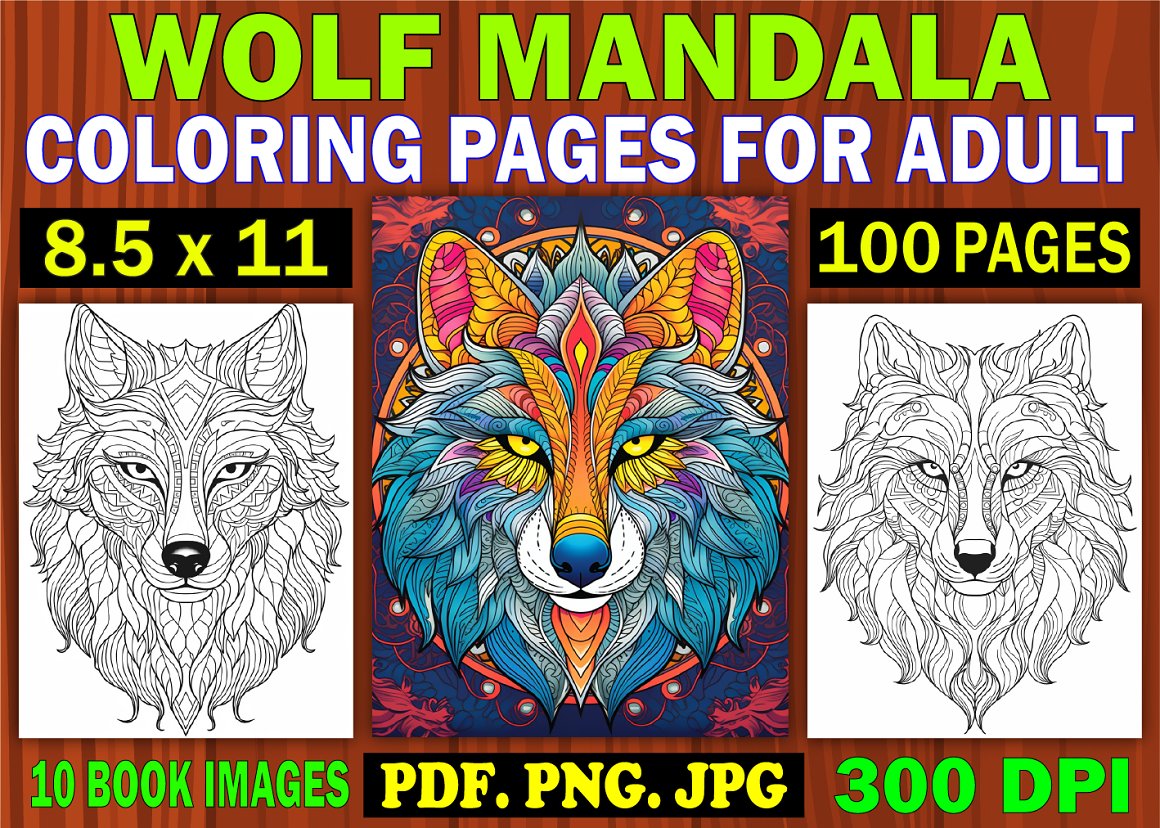 Wolf Mandala Coloring Page for Adult 3 - Buy t-shirt designs